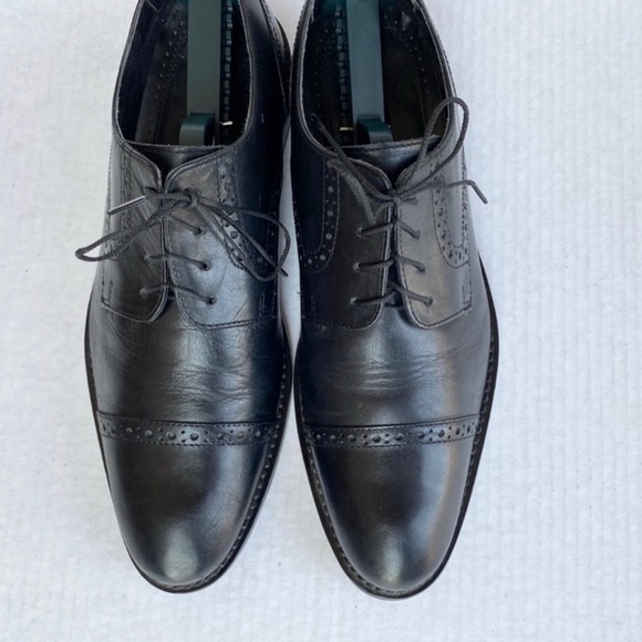Stacy Adams Men’s Cap Toe Oxford Dress Shoes Black Leather Size 8.5M Business - Picture 1 of 10